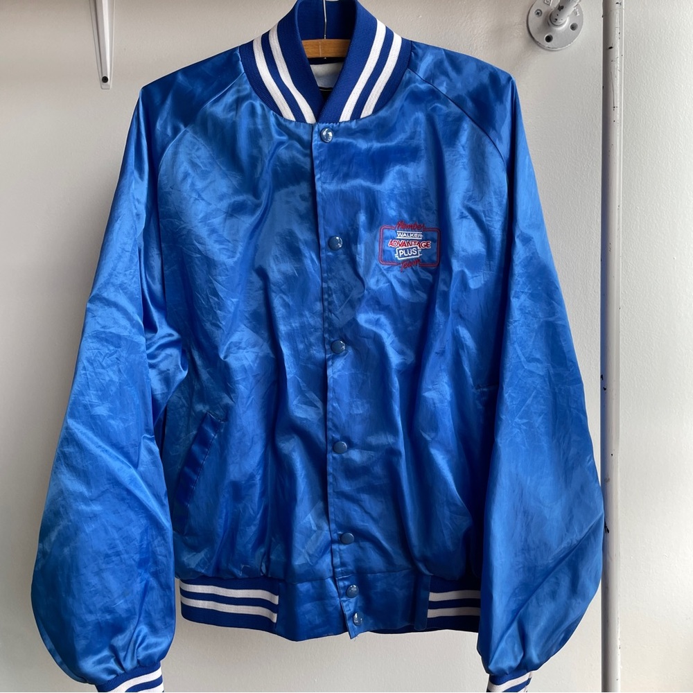 Vintage 1980s 1990s Blue Satin Bomber Jacket